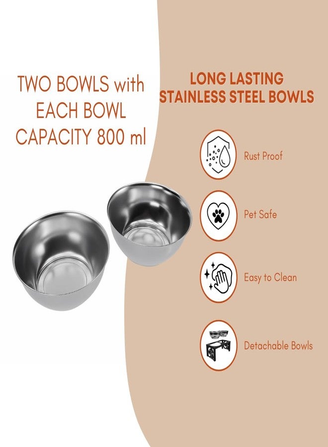 كوجو وعاء طعام COGO Frosty للحيوانات الأليفة | وعاءان من الفولاذ المقاوم للصدأ (سعة كل منهما 800 مل) | أوعية طعام مرتفعة للكلاب والقطط متوسطة وكبيرة الحجم | 5.5 × 7.5 × 15 بوصة | إطار معدني قوي وثابت | اللون: أسود مطفي - Image 4